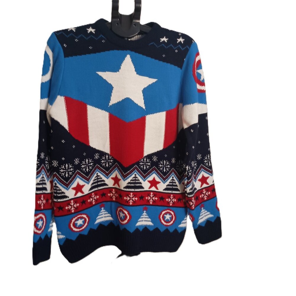 Marvel Avengers Captain America Sweater Men’s Size Medium Excellent EUC - Picture 6 of 16